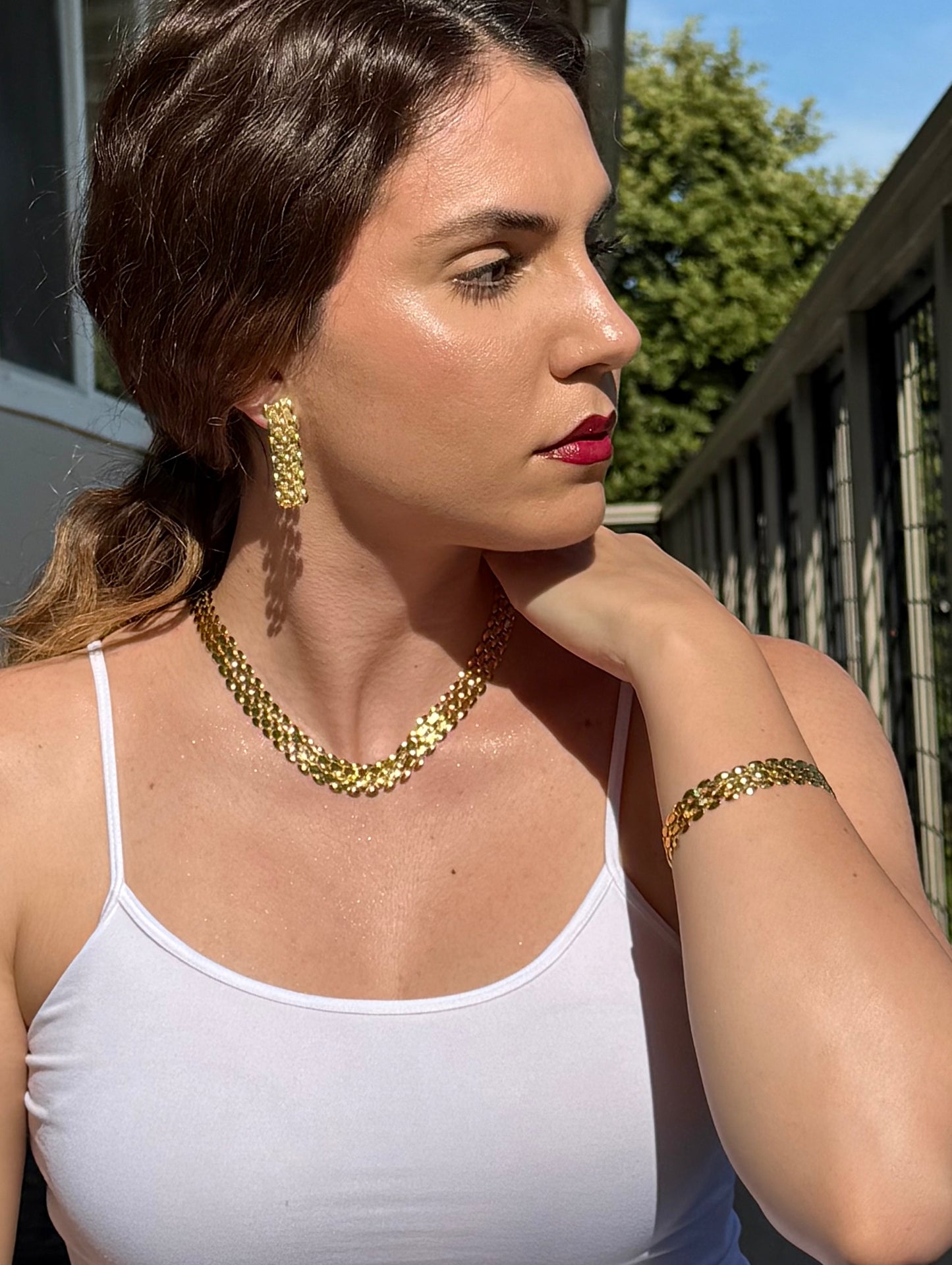 18 kt plated gold set