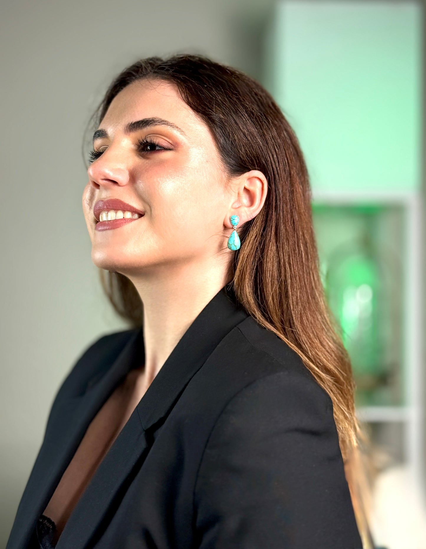 925 Sterling Silver Turquoise Drop Earrings – Teardrop Design