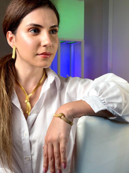 18 kt plated gold set of 3