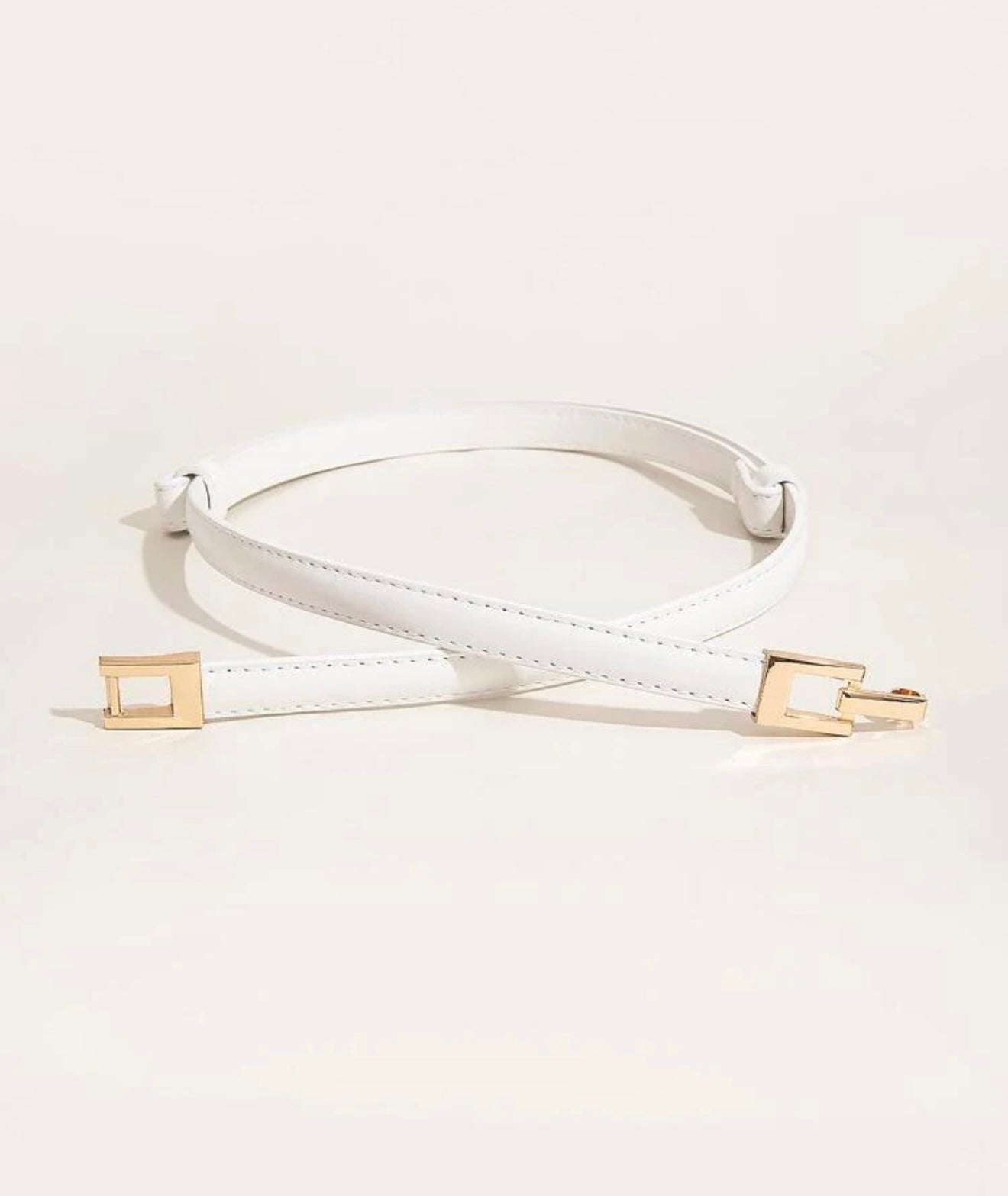 Adjustable Fit Leather Belt – High-Quality Dry Leather in White color