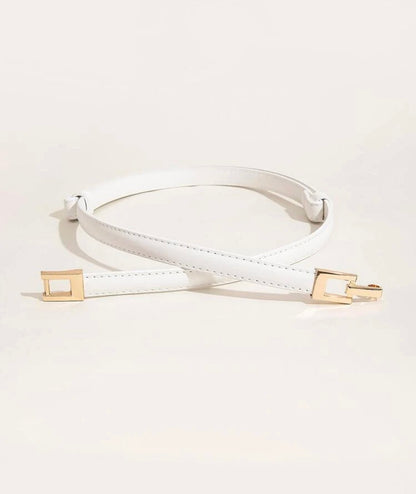 Adjustable Fit Leather Belt – High-Quality Dry Leather in White color