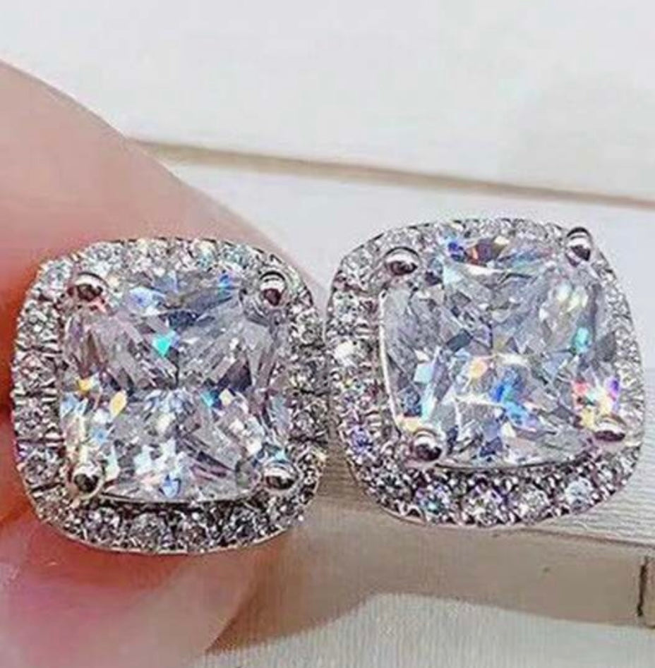 925 sterling silver square earings