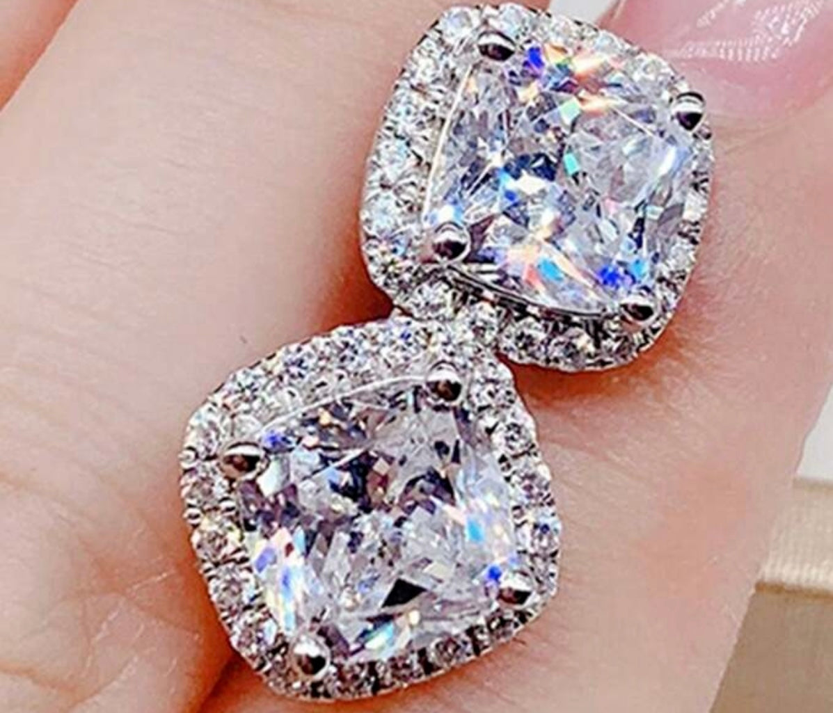 925 sterling silver square earings