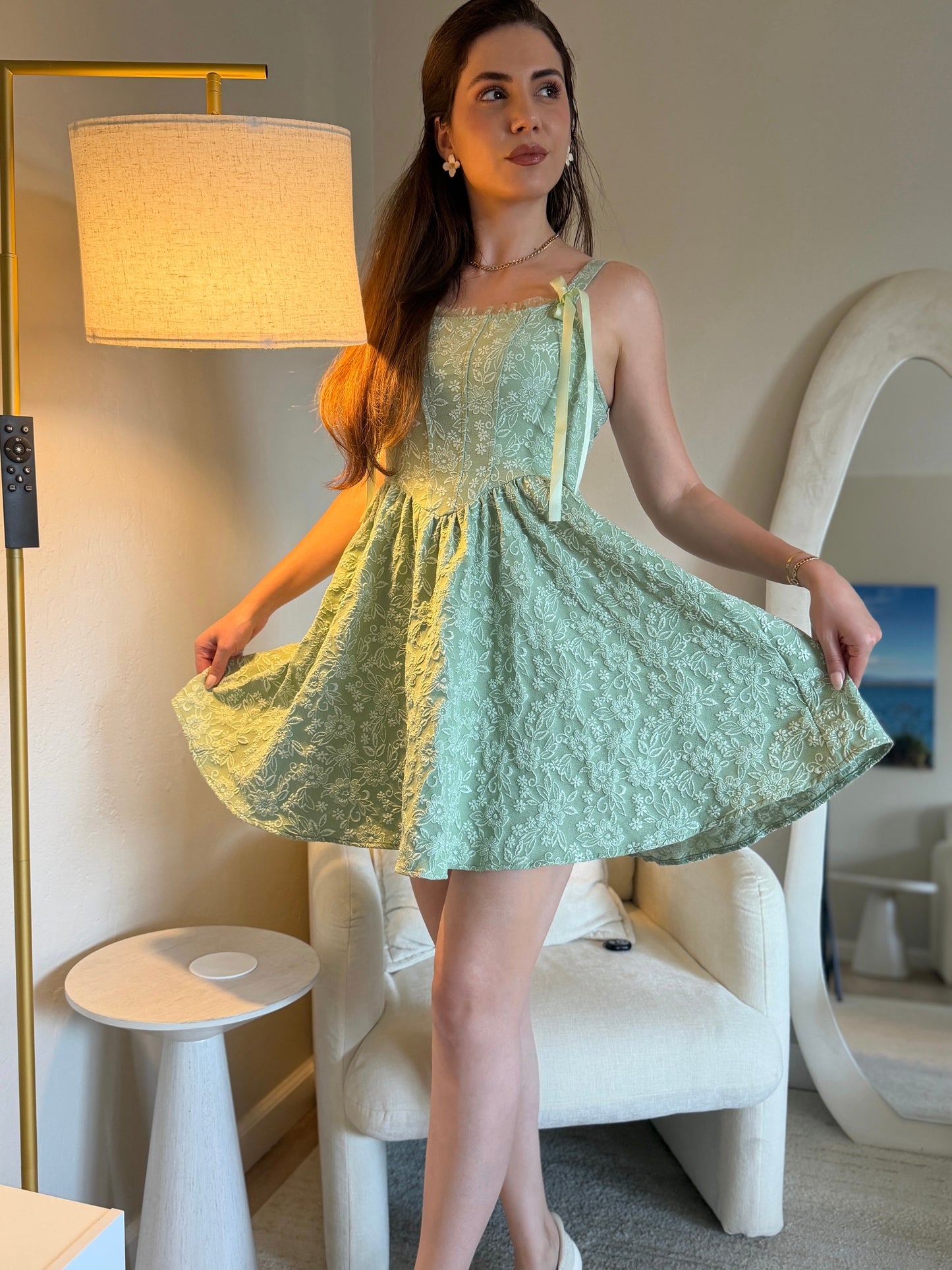 Mint Lace Fit-and-Flare Sundress